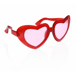 Duże Okulary w kształcie Serca czerwone ozdobne