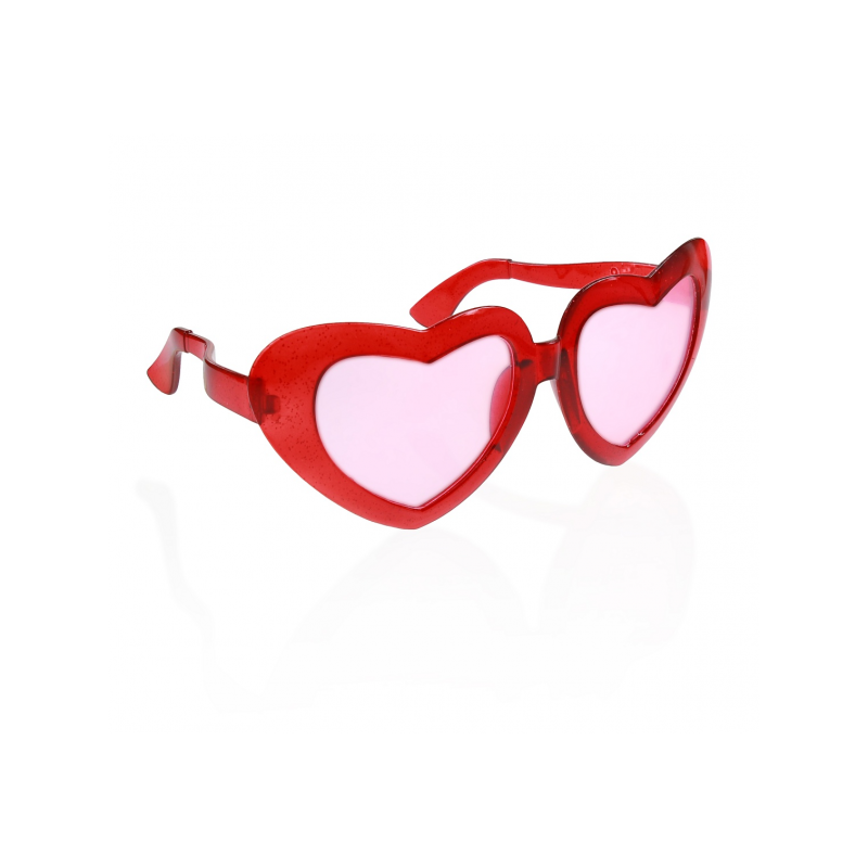 Duże Okulary w kształcie Serca czerwone ozdobne - 1