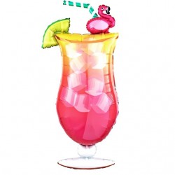 Balon foliowy Koktajl z flamingiem różowy drink