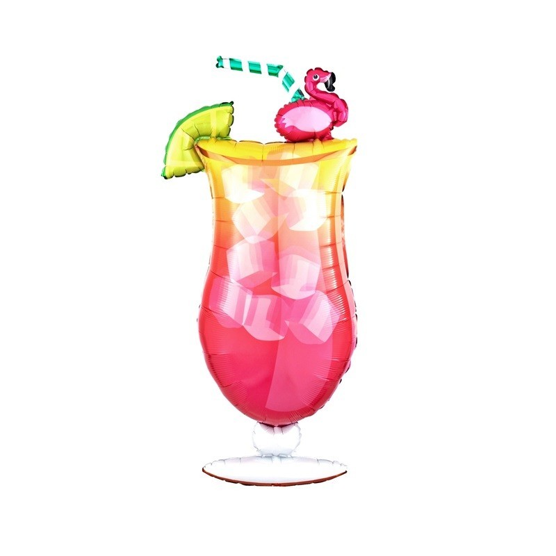 Balon foliowy 104 cm Koktajl flaming różowy drink - 1