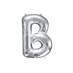 Balon foliowy litera B duża srebrna metalik 34''