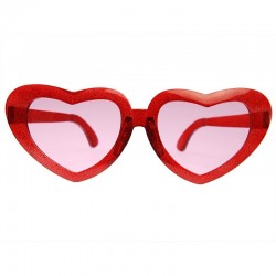 Duże Okulary w kształcie Serca czerwone ozdobne - 2