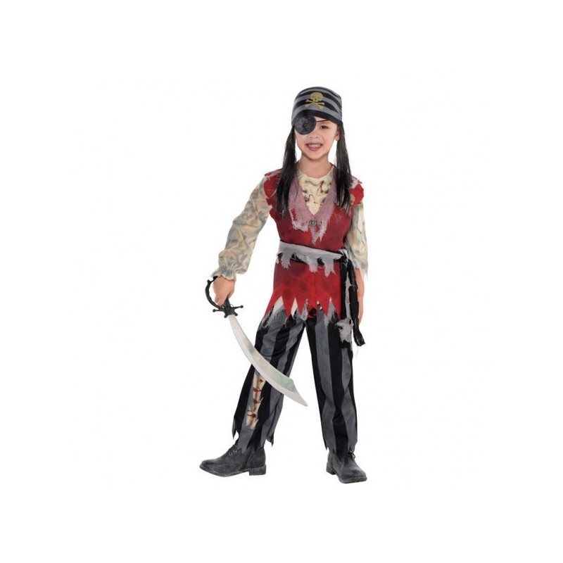 Kostium Upiorny Pirat (koszula, bandana z włosami, spodnie, pasek) - 1