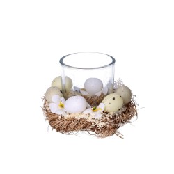 Świecznik szklany wielkanocny ozdobny z jajkami - 2