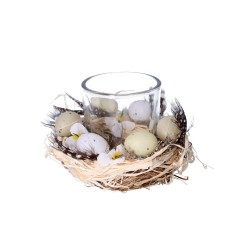 Świecznik szklany wielkanocny ozdobny z jajkami - 3
