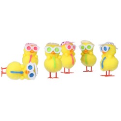 Kurczaki wielkanocne żółte disco w okularach 6szt