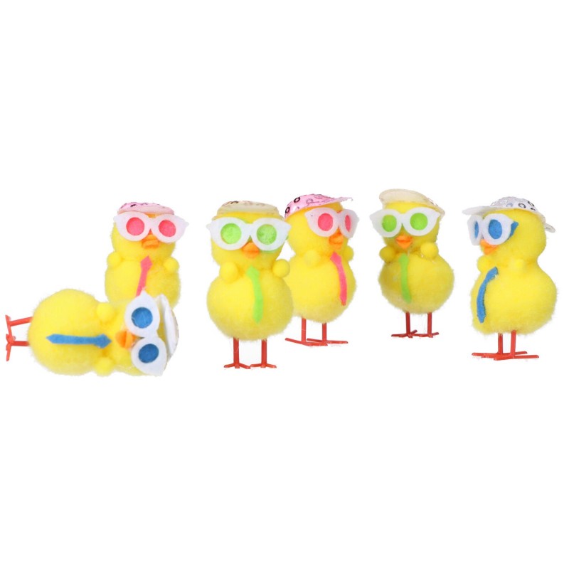 Kurczaki wielkanocne żółte w czapce i okularach - 4