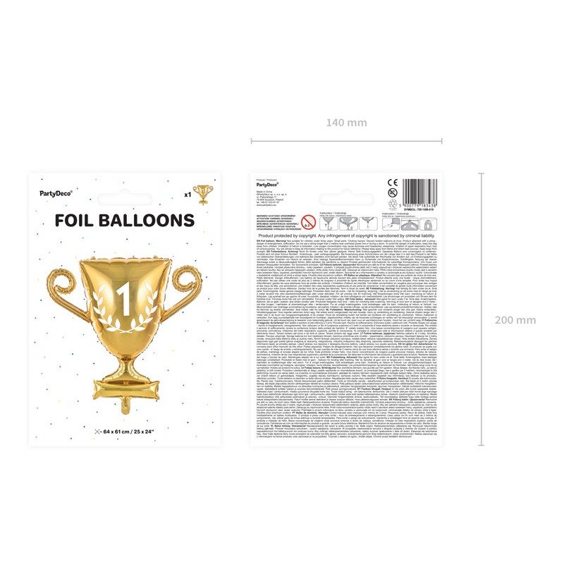 Balon foliowy Puchar złoty Piłka Nożna ozdobny hel - 2