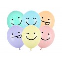 Zabawne balony lateksowe pastelowe buźka 6szt - 1