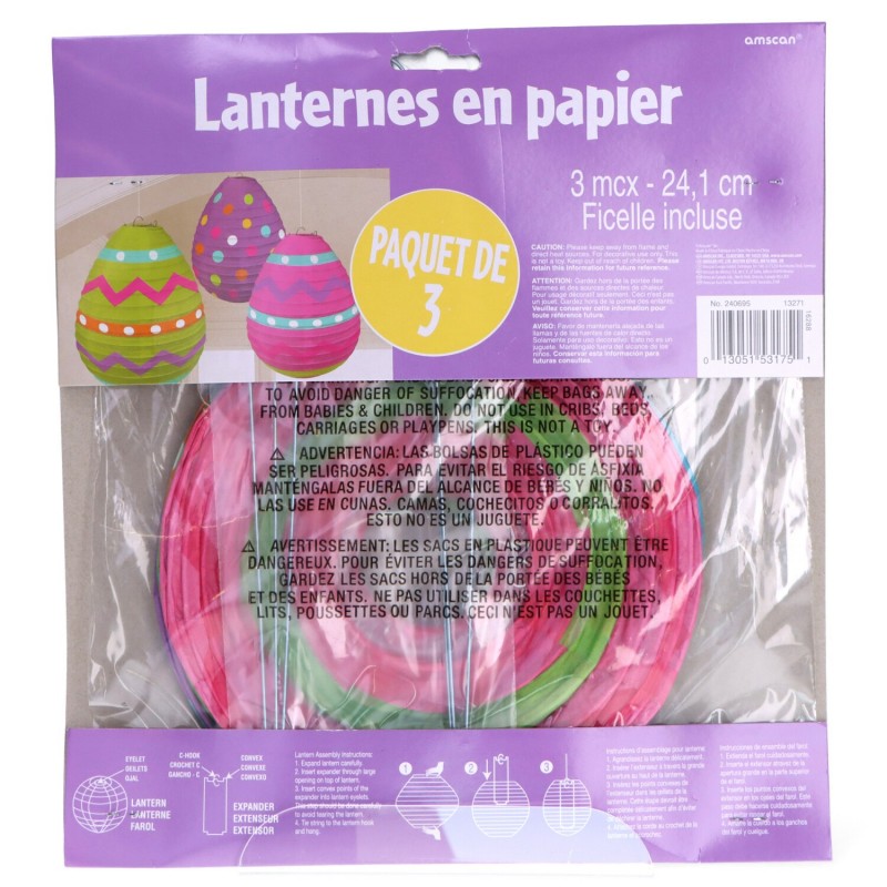 Wielkanocny lampion papierowy jajko pisanka 3szt - 5