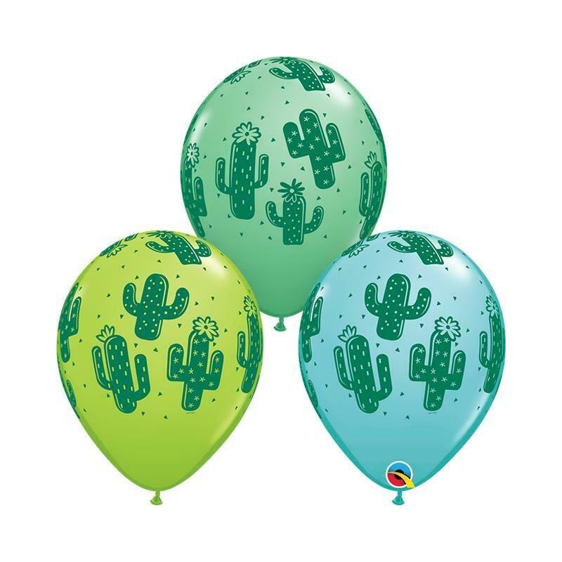 Balon 30 cm kaktusy zielony/niebieski pastelowy 6 szt. - 1