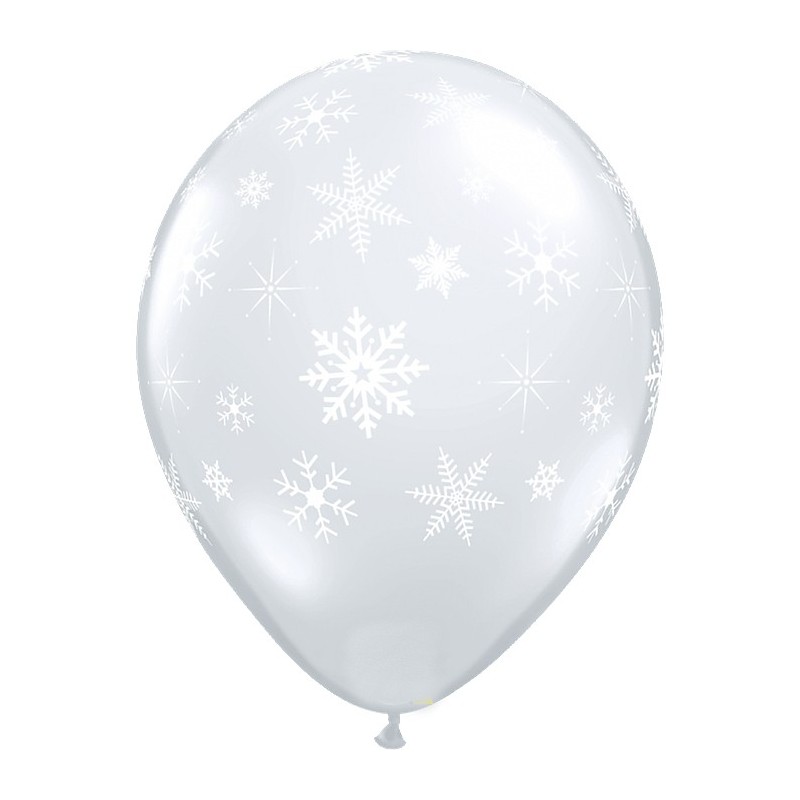 Balon 30 cm przeźroczysty w śnieżynki 50szt - 2