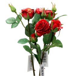 Róża sztuczna gałązka czerwona różowa ombre 60cm
