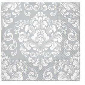 Serwetki papierowe srebrno-białe ozdobne x20 - 1