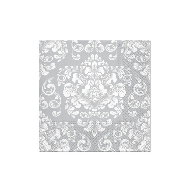 Serwetki papierowe srebrno-białe ozdobne x20 - 1
