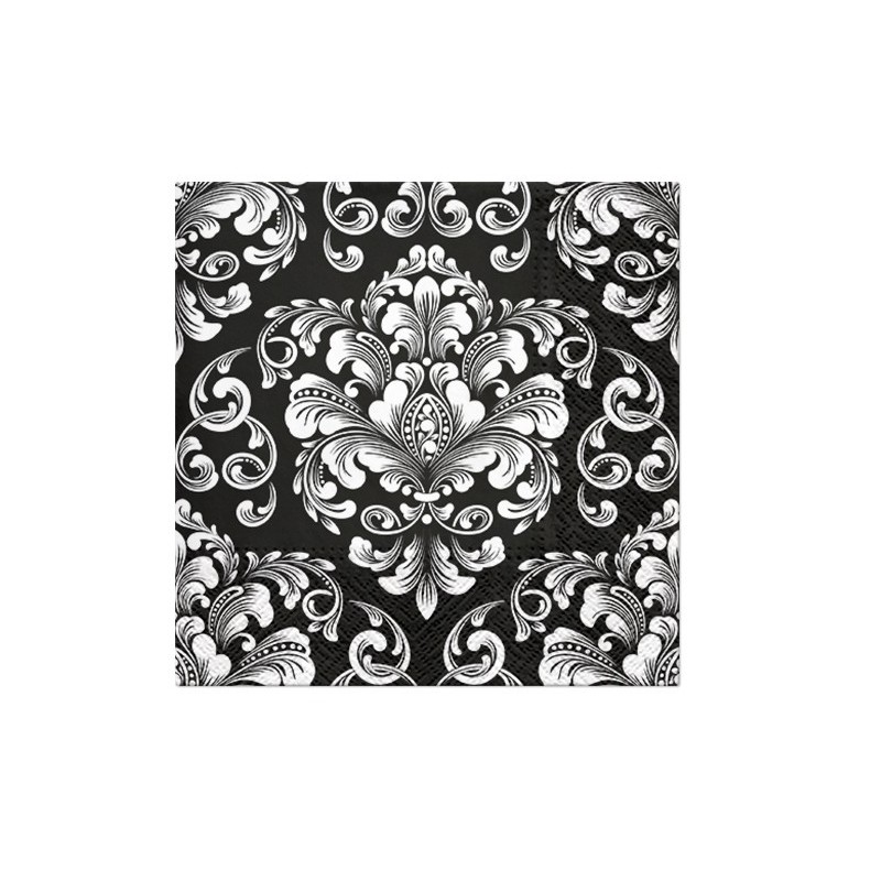 Serwetki papierowe jednorazowe czarno-białe ozdoba - 1