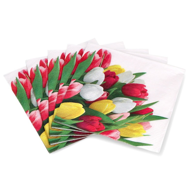 Serwetki papierowe jednorazowe z nadrukiem kwiaty - 2