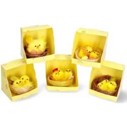 KURCZAKI Kurczaczki żółte w gniazdku ozdobne dekoracja na Wielkanoc