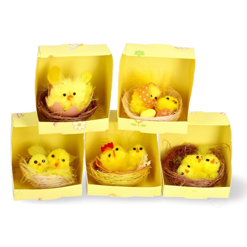 Kurczaki kurczaczki żółte w koszyczku dekoracja x1 - 3
