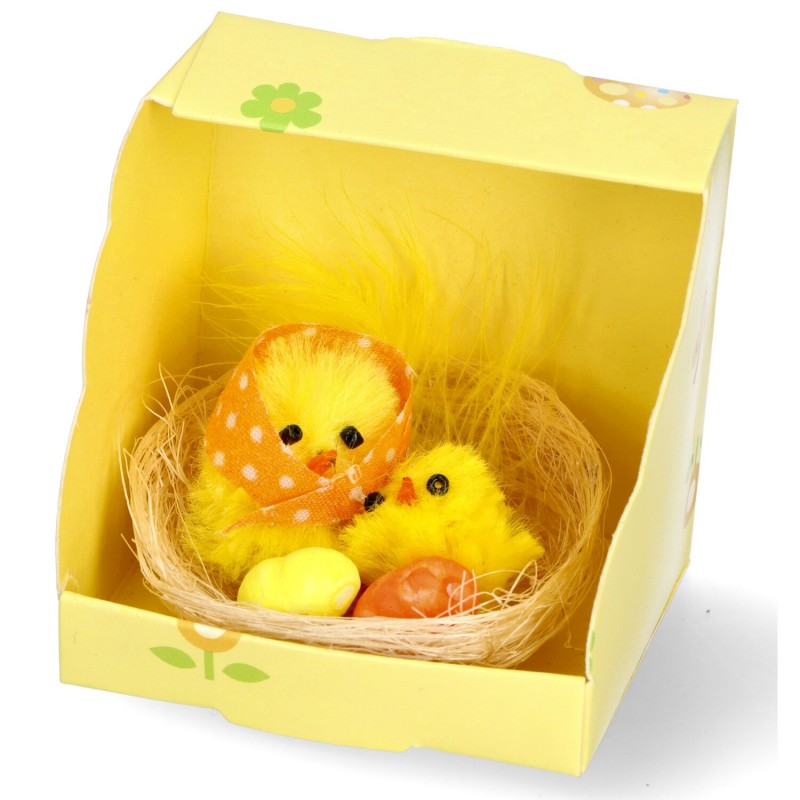 Kurczaki kurczaczki żółte w koszyczku dekoracja x1 - 8