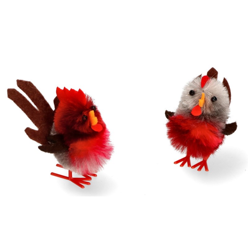 Kurczak wielkanocny czerwono-brązowy do koszyczka 4szt - 2