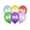 Balony lateksowe 30cm z nadrukiem 40 urodziny metaliczne 6szt - 1