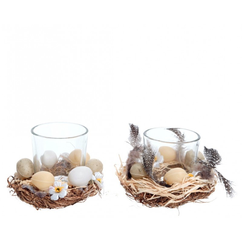 Świecznik szklany wielkanocny ozdobny z jajkami - 1