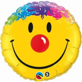 Balon foliowy emotka twarz klaun żółty okrągły 1sz - 1