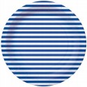 Talerzyki papierowe okrągłe w niebieskie paski - 1