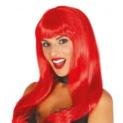 Peruka damska długie czerwone włosy z grzywką