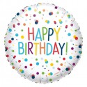Balon foliowy okrągły urodzinowy kolorowe kropki - 1