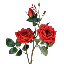 Róża gałązka 3 główki 65cm ekri/czerwona - 2