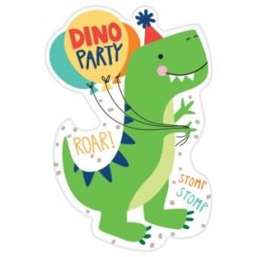 Zaproszenia z kopertą na urodziny dinozaur 8szt - 1