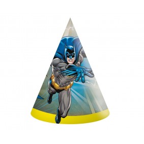 Czapeczki papierowe urodzinowe Batman ozdobne 6szt - 1
