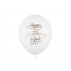 Balony lateksowe urodzinowe białe złote dekoracja - 1