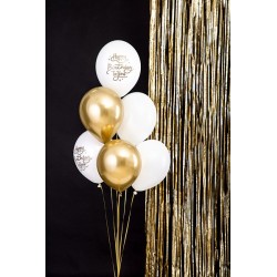 Balony lateksowe urodzinowe białe złote dekoracja - 2