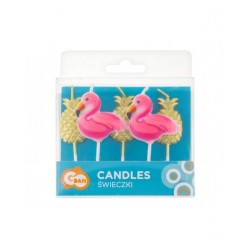 Świeczki urodzinowe Flamingi Ananasy kolorowe tort - 2