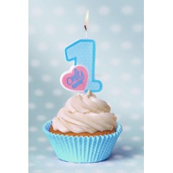 Świeczka urodzinowa błękitna cyfra 1 na roczek - 3