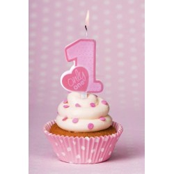 Świeczka urodzinowa różowa cyfra 1 na roczek - 2