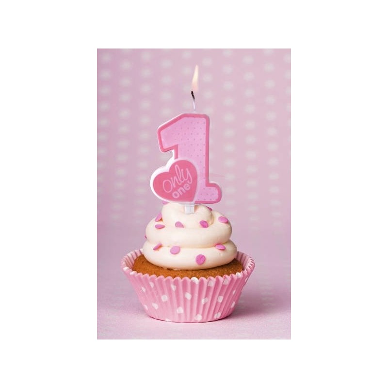 Świeczka urodzinowa różowa cyfra 1 na roczek - 2
