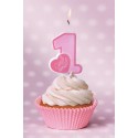 Świeczka urodzinowa różowa cyfra 1 na roczek - 3