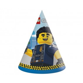 Czapeczki papierowe urodzinowe Lego City 6szt - 1