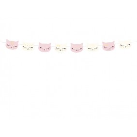 Girlanda papierowa kotek biały różowy na imprezę - 1