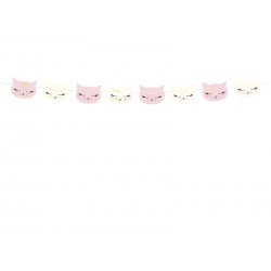 Girlanda papierowa kotek biały różowy na imprezę - 1