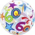 Balon gumowy kolorowy urodziny 60 z madrukiem hel - 1