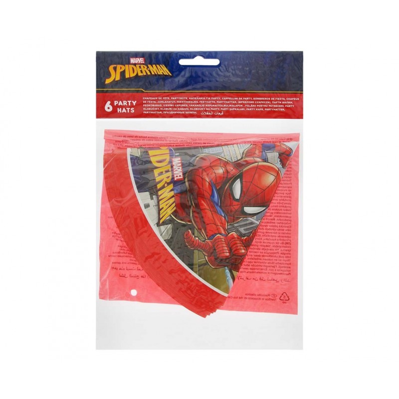 Czapeczki urodzinowe Spider Man czerwone Marvel x6 - 2