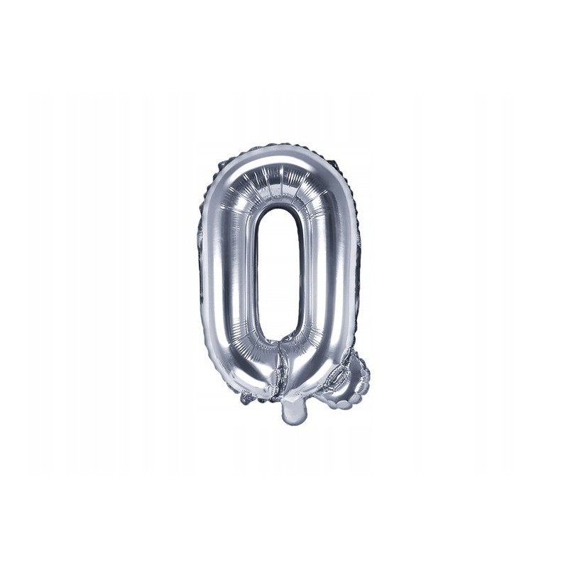 Balon foliowy w kształcie litery litera Q srebrna - 1
