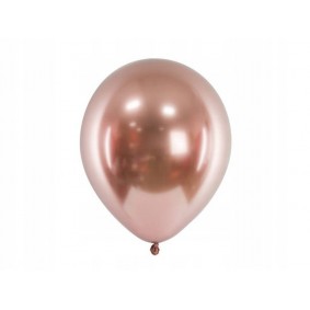 Balony lateksowe na hel różowe złoto metaliczne - 1