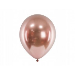 Balony lateksowe na hel różowe złoto metaliczne - 1