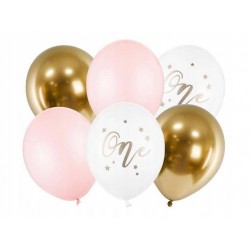Balony lateksowe różowe na roczek 1 urodziny